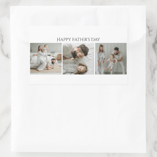 父の日の写真ステッカー – カスタム3写真&文字 長方形シール (バッグ)