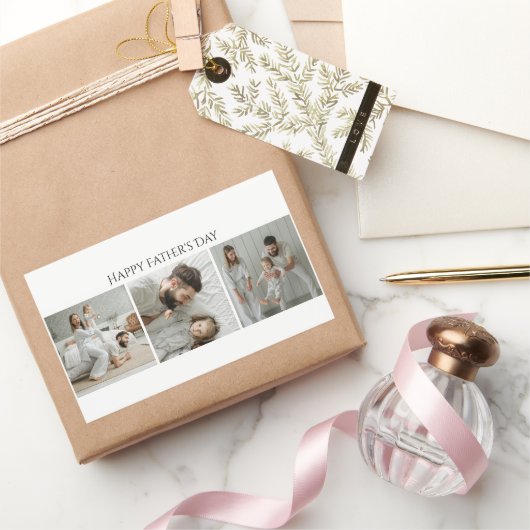 父の日の写真ステッカー – カスタム3写真&文字 長方形シール (ギフト)