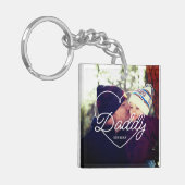 父の日の写真ハートカスタムパパのスクリプトフォント キーホルダー (正面左)
