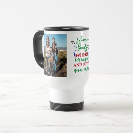 父の日の写真パーソナライズされたと名前 トラベルマグ (正面左)