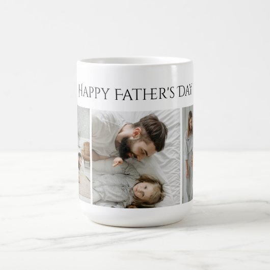 父の日の写真マグカップカスタム- 3枚の写真&文字 コーヒーマグカップ (中央)