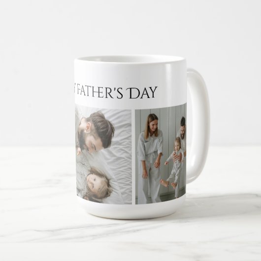 父の日の写真マグカップカスタム- 3枚の写真&文字 コーヒーマグカップ (正面右)