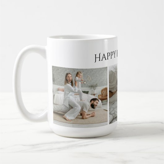 父の日の写真マグカップカスタム- 3枚の写真&文字 コーヒーマグカップ (左)
