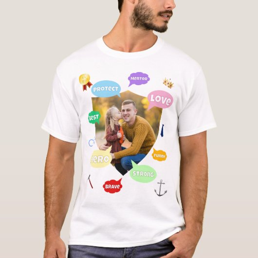 父の日の写真 ワード クラウド 最高のパパ Tシャツ (正面)