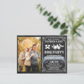 父の日の写真BBQパーティの招待状 ポストカード (スタンド正面)