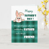 父の日の友人のために。かわいいバニー カード (黄色い花)