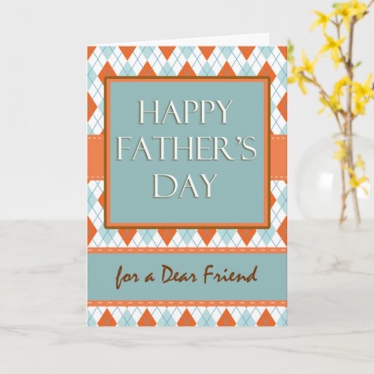 父の日の友人のためのアーガイルデザイン カード (黄色い花)