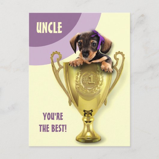 父の日の叔父のために。かわいい子犬 ポストカード (正面)