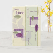 父の日の叔父のために。リーフエレガントパターン カード (黄色い花)