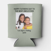 父の日の叔父最高のの写真カスタム緑 缶クーラー (正面)