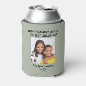 父の日の叔父最高のの写真カスタム緑 缶クーラー (缶裏面)