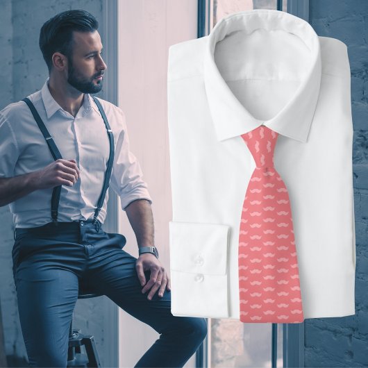 父の日の口ひげトレンディーピンクパターン ネクタイ