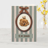 父の日の夫のために可愛いテディベア カード (黄色い花)