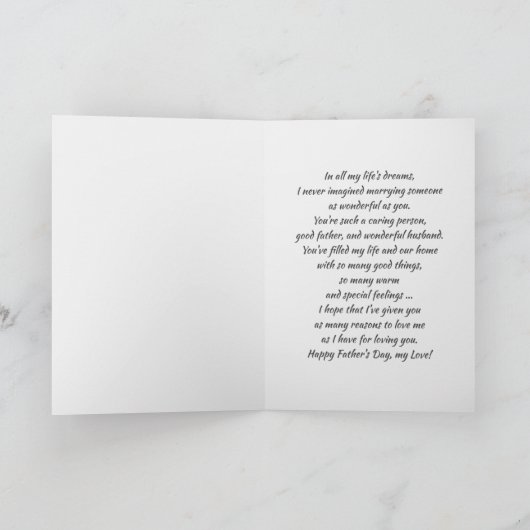 父の日の夫のフォトカカスタムード カード (内部)