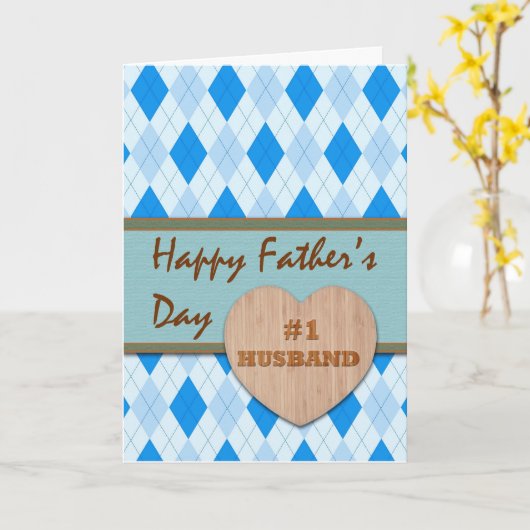 父の日の夫の日,ウッドハートアーガイル, カード (黄色い花)