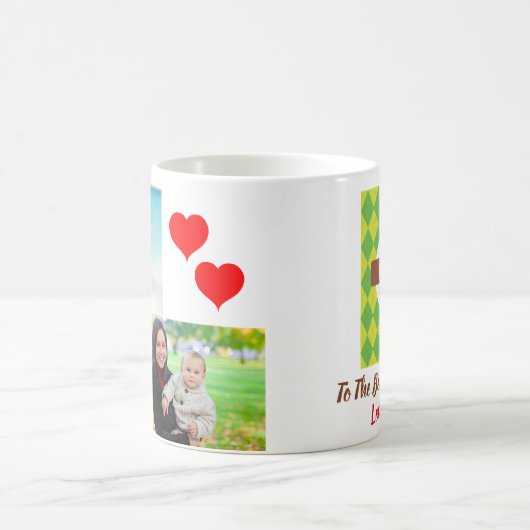 父の日の夫の最高のパパ2枚の写真 コーヒーマグカップ (中央)