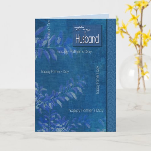 父の日の夫の青い葉のパターン カード (黄色い花)