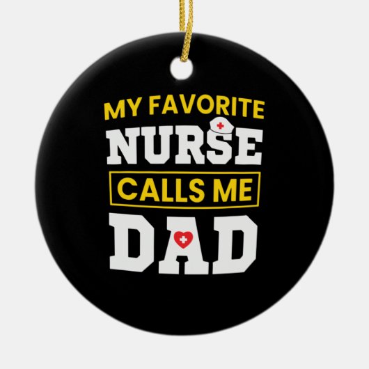 父の日の好きな看護師さんがパパと呼ぶ セラミックオーナメント (正面)