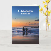 父の日の妻と子を持つ家族の男 カード (黄色い花)