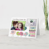 父の日の家族のカオスと愛の鳥の写真2枚 カード (正面)