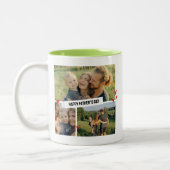 父の日の家族カスタム写真コラージュ愛パパ ツートーンマグカップ (左)