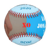 父の日の少年トリプレットブルー写真 野球ボール (裏面)