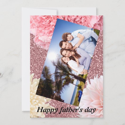 父の日の幸せなエレガントグリッターモダンフローラ シーズンカード (正面)