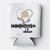 父の日の幸せな贈り物の父と子どもの魚釣り 缶クーラー (正面)