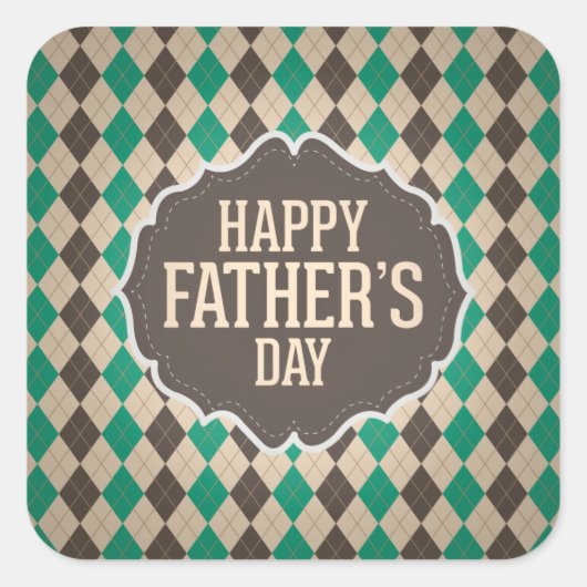 父の日の幸せパターアーガイルン スクエアシール (正面)