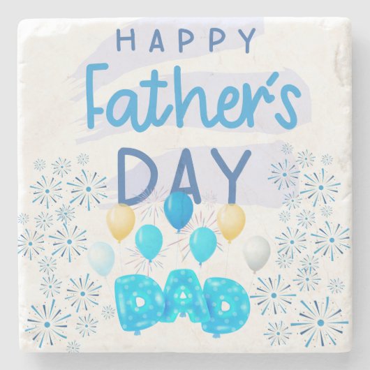 「父の日の幸せ、パパ：愛のお祝い」 ストーンコースター (正面)