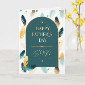 父の日の息子のために。羽毛パターン カード (黄色い花)