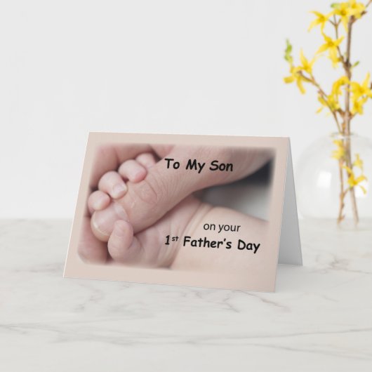 父の日の息子のベビー手 カード (黄色い花)