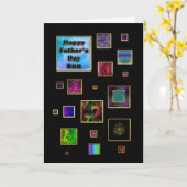 父の日の息子-抽象的な正方形 カード (黄色い花)