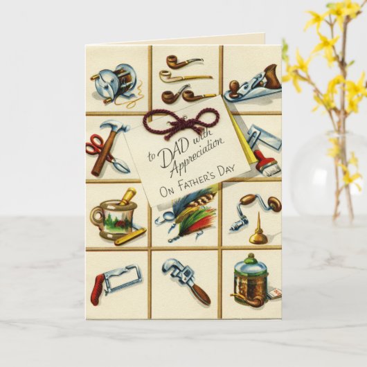 父の日の感謝のヴィンテージ カード (黄色い花)