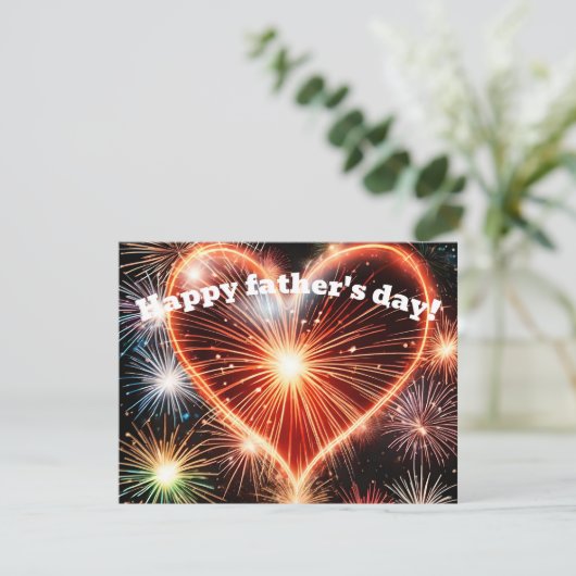 父の日の挨拶カードとハートの花火 カード (スタンド正面)
