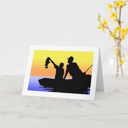 父の日の挨拶カード父と子の魚釣り カード (黄色い花)