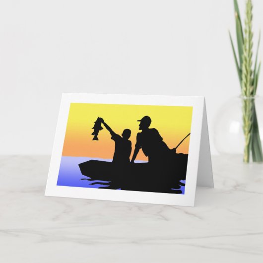 父の日の挨拶カード父と子の魚釣り カード (正面)