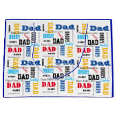 父の日の文字ブルーカラフルパパ ラージペーパーバッグ (正面)