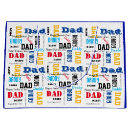 父の日の文字ブルーカラフルパパ ラージペーパーバッグ