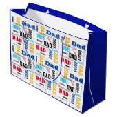 父の日の文字ブルーカラフルパパ ラージペーパーバッグ (裏面アングル)