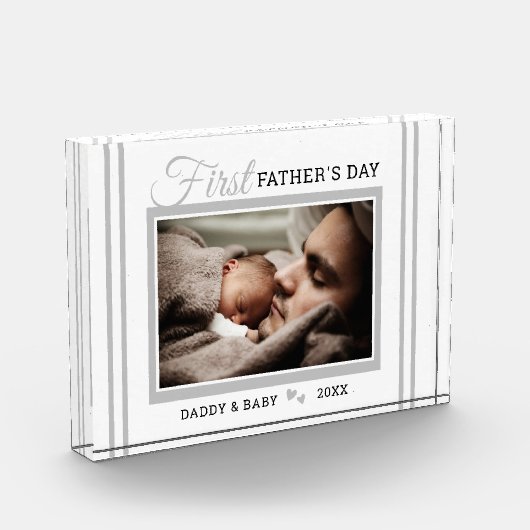 父の日の新しい父のホワイトフォトブロック フォトブロック (左)
