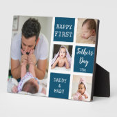 父の日の新父4 Photo Collage Blue フォトプラーク (側面)