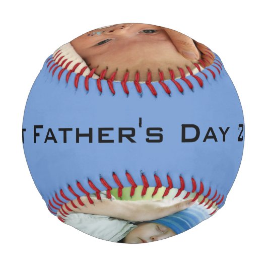 父の日の最初のカスタム2フォトブルー 野球ボール (裏面)