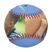 父の日の最初のカスタム2フォトブルー 野球ボール (正面)