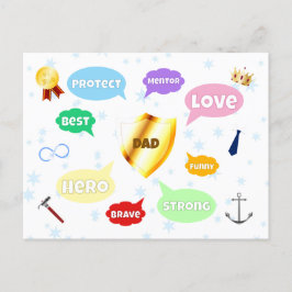 父の日の最高のダッド ワード クラウド キング クラウン ラブ ポストカード