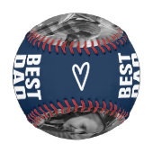 父の日の最高のパパの写真パーソナライズされた 野球ボール (裏面)