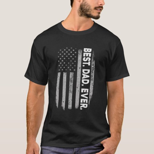 父の日の最高のパパは常にアメリカの旗男性へC Tシャツ (正面)