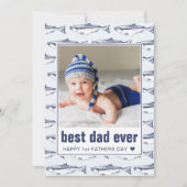 父の日の最高のパパは常に魚の模様フラット シーズンカード (正面)