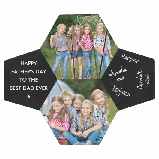 父の日の最高のパパは過去2枚の写真に署名 サッカーボール (フラット)