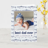 父の日の最高のパパは魚のパターン写真 カード (黄色い花)